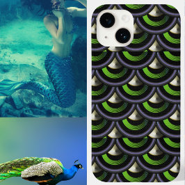 Funda Para iPhone 14 De Case-Mate Escalas de peces de sirena de pavo real Art Deco