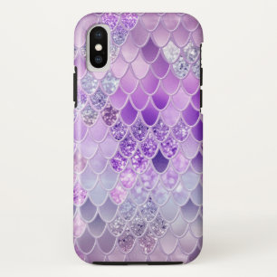 Funda Para iPhone X Escalas de Purpurina de sirena de verano #14 (Purp