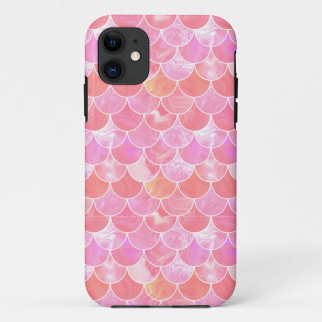 Funda De Case-Mate Para iPhone Escalas de sirena de Rosa (Reverso)