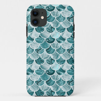Funda Para iPhone 11 Escalas de sirena verde azuladas