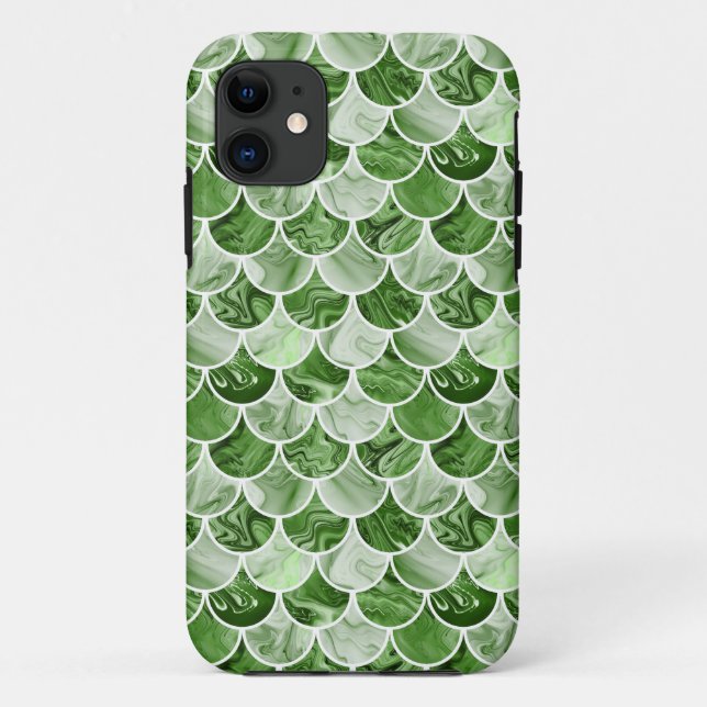 Funda De Case-Mate Para iPhone Escalas de sirena verdes (Reverso)