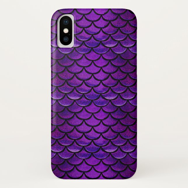 Funda De Case-Mate Para iPhone Escalas De Sirenas Moradas Y Azules (Reverso)
