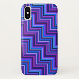 Funda Para iPhone X Escaleras de rayas azules y violetas