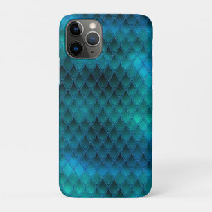 Funda Para iPhone 11 Pro Escamas de Dragón Teal Brillantes y con Brillo
