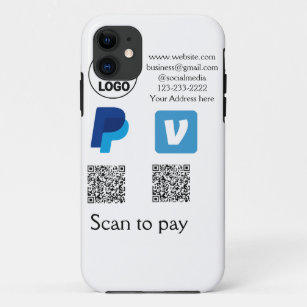 Funda Para iPhone 11 Escaneo de pypal de Venmo para pagar añadir texto 