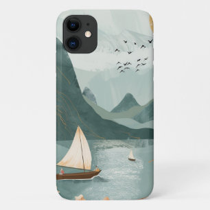 Funda Para iPhone 11 Escape Romántico de Montaña del Lago Teal bajo el