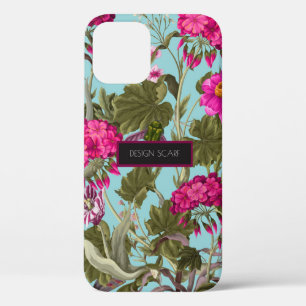 Funda Para iPhone 12 Escarcha de diseño con geranios y flores silvestre