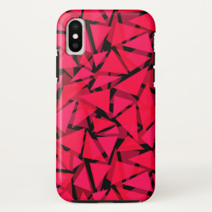Funda Para iPhone X escarlata de patrón rojo brillante, geométrico, ab