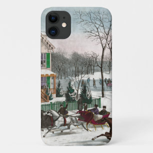 Funda Para iPhone 11 Escena americana del invierno del vintage