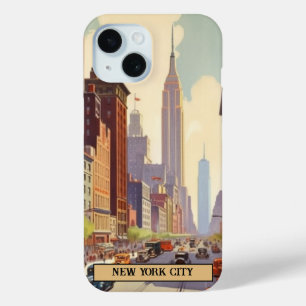 Funda Para iPhone 15 Escena callejera vintage de la ciudad de Nueva Yor