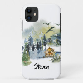 Funda Para iPhone 11 Escena de bosque acuático personalizada