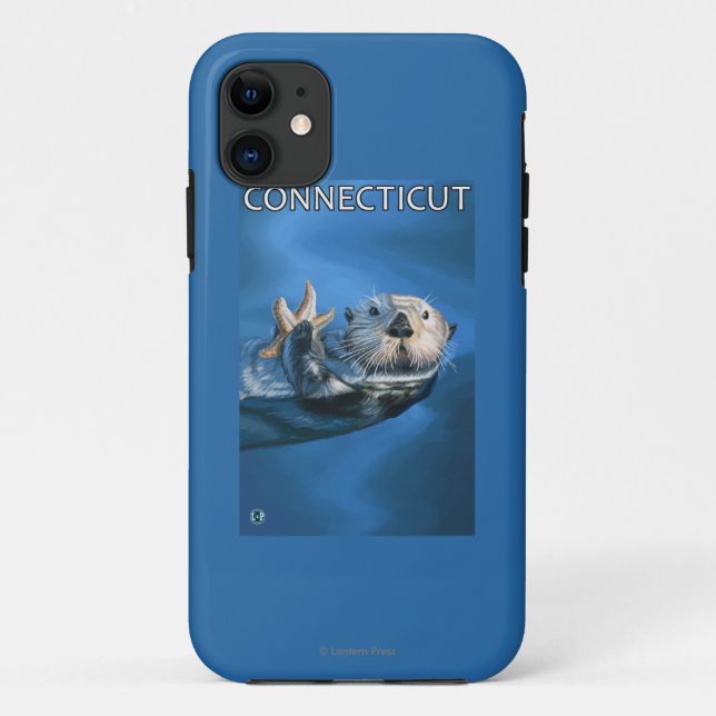 Funda De Case-Mate Para iPhone Escena de la nutria de ConnecticutSea (Reverso)