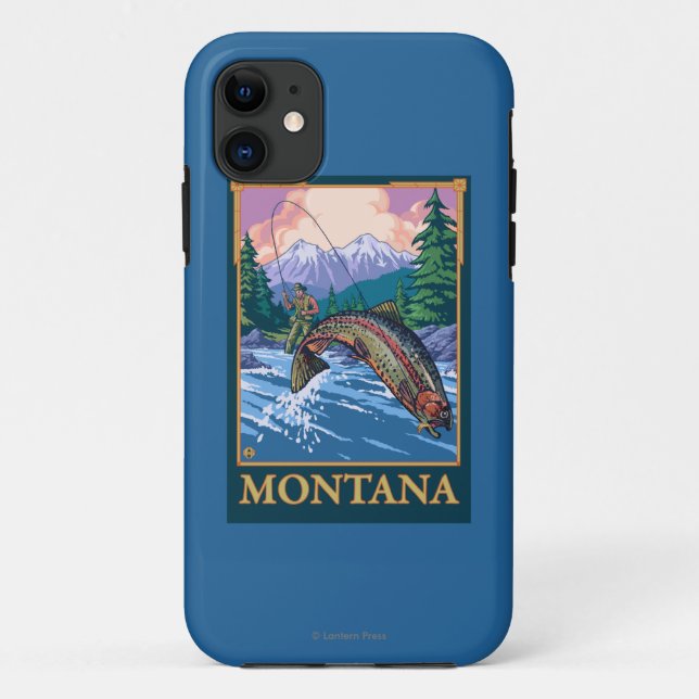 Funda De Case-Mate Para iPhone Escena de la pesca con mosca - Montana (Reverso)