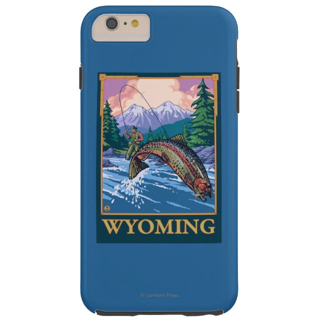 Funda De Case-Mate Para iPhone Escena de la pesca con mosca - Wyoming (Reverso)