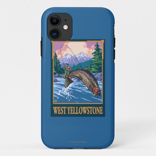Funda De Case-Mate Para iPhone Escena de la pesca con mosca - Yellowstone del (Reverso)