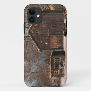 Funda Para iPhone 11 Escena De Nieve Rústica De Barn Y Cabaña