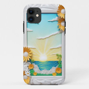 Funda Para iPhone 11 Escena de olas del océano en papel vibrante
