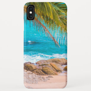 Funda Para iPhone XS Max Escena de playa del Paraíso Tropical Palm Tree