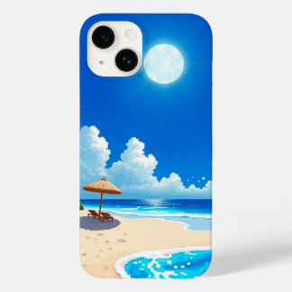 Funda Para iPhone 14 De Case-Mate Escena de playa detrás del teléfono nublado