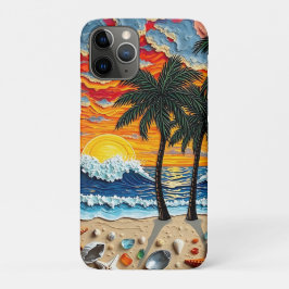 Funda Para iPhone 11 Pro Escena de playa hermosa con palmeras  