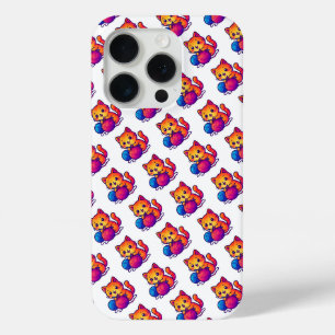 Funda Para iPhone 15 Pro Escena de punto de gato kawaii con sobredimensiona