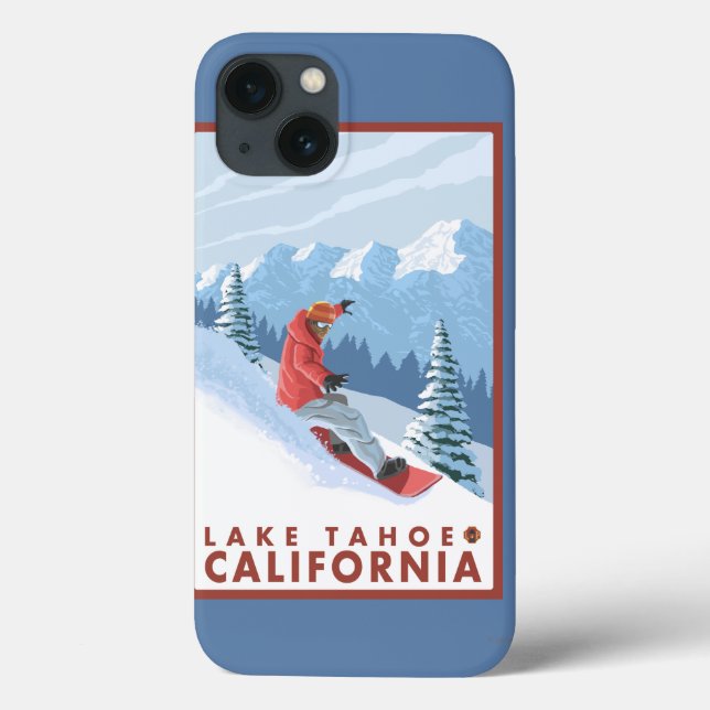 Funda De Case-Mate Para iPhone Escena de Snowboard - Lago Tahoe, California (Reverso)