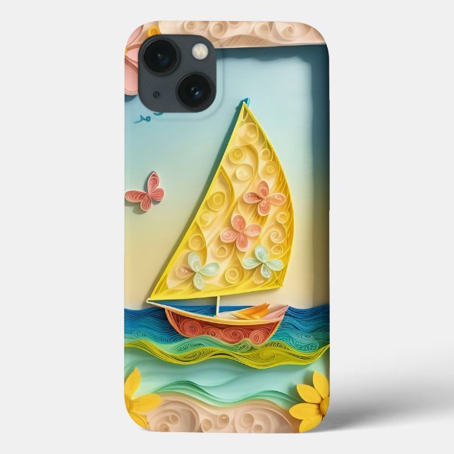 Funda De Case-Mate Para iPhone Escena de vela con flores de quilling (Reverso)