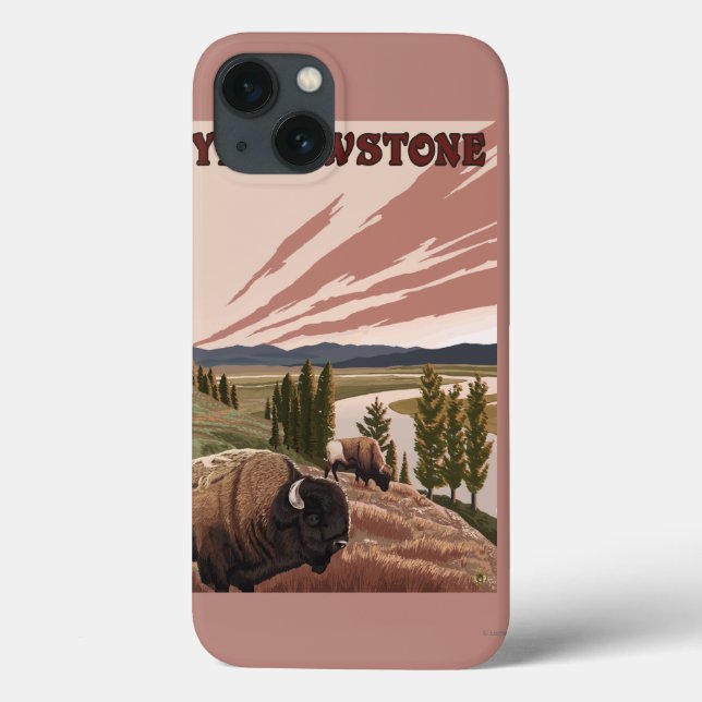 Funda De Case-Mate Para iPhone Escena de YellowstoneBison (Reverso)