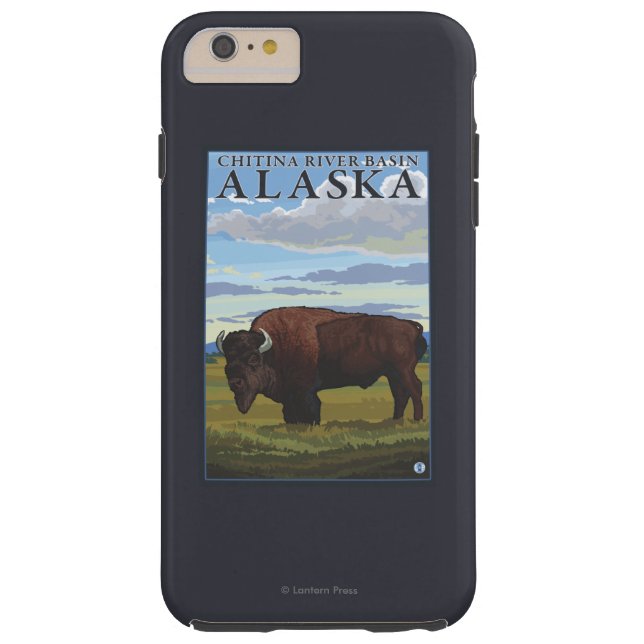 Funda De Case-Mate Para iPhone Escena del bisonte - cuenca de río de Chitina, (Reverso)