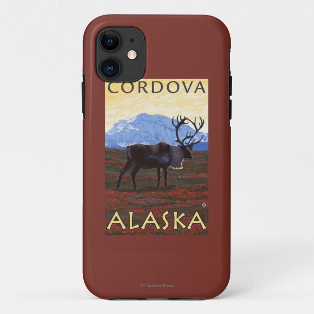 Funda De Case-Mate Para iPhone Escena del caribú - Cordova, Alaska (Reverso)