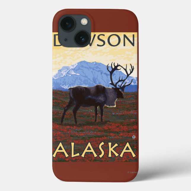Funda De Case-Mate Para iPhone Escena del caribú - Dawson, Alaska (Reverso)