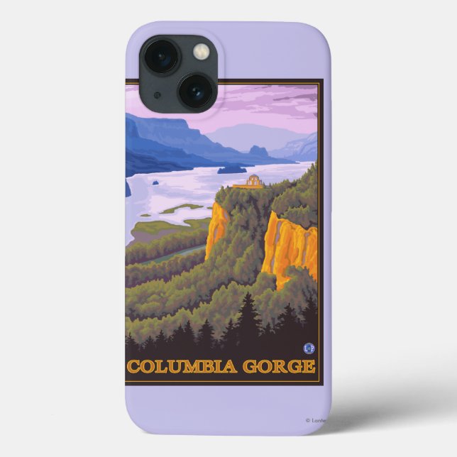 Funda De Case-Mate Para iPhone Escena del desfiladero del río Columbia con punto  (Reverso)