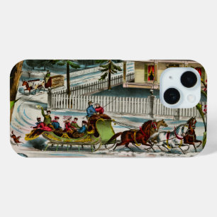 Funda Para iPhone 15 Escena del navidad de los días de invierno