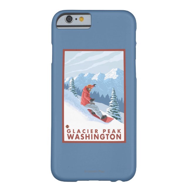 Funda De Case-Mate Para iPhone Escena del Snowboarder - pico del glaciar, (Reverso)