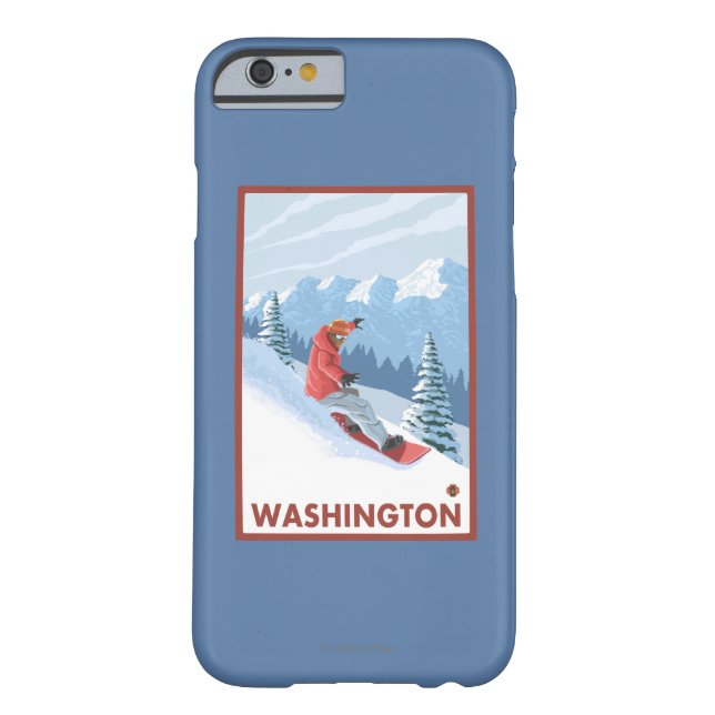 Funda De Case-Mate Para iPhone Escena del Snowboarder - Washington (Reverso)