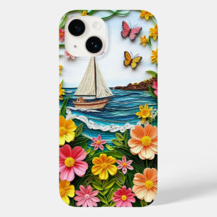 Funda Para iPhone 14 De Case-Mate Escena natural con barco de vela con papel enrolla