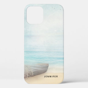 Funda Para iPhone 12 Escena náutica en la playa con red de lanchas y pe