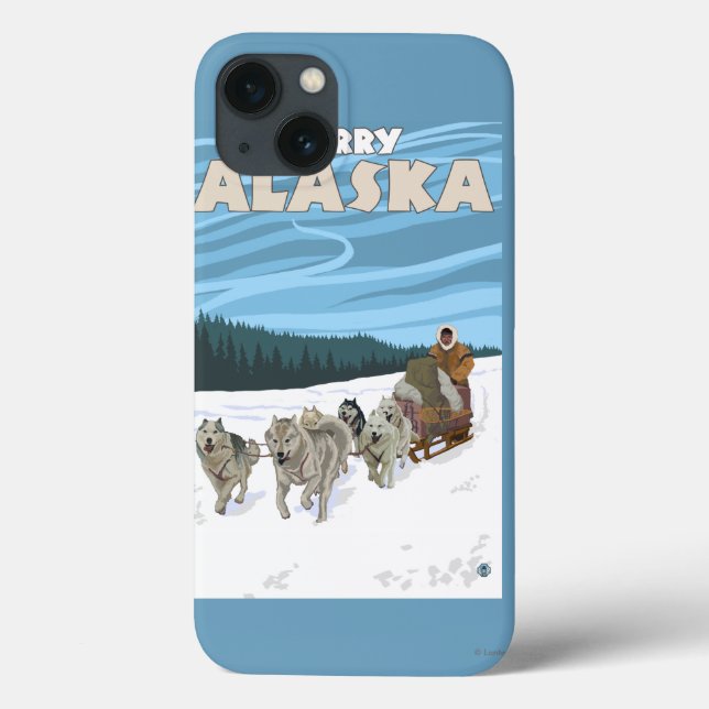 Funda De Case-Mate Para iPhone Escena Sledding del perro - curry, Alaska (Reverso)