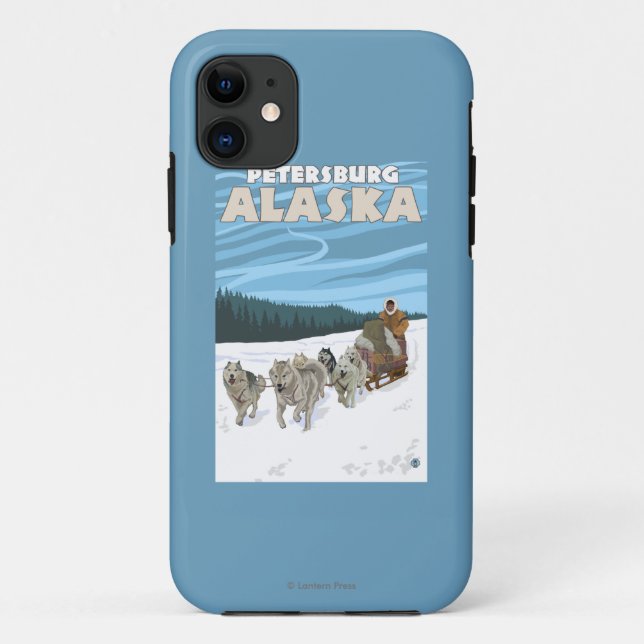 Funda De Case-Mate Para iPhone Escena Sledding del perro - Petersburgo, Alaska (Reverso)