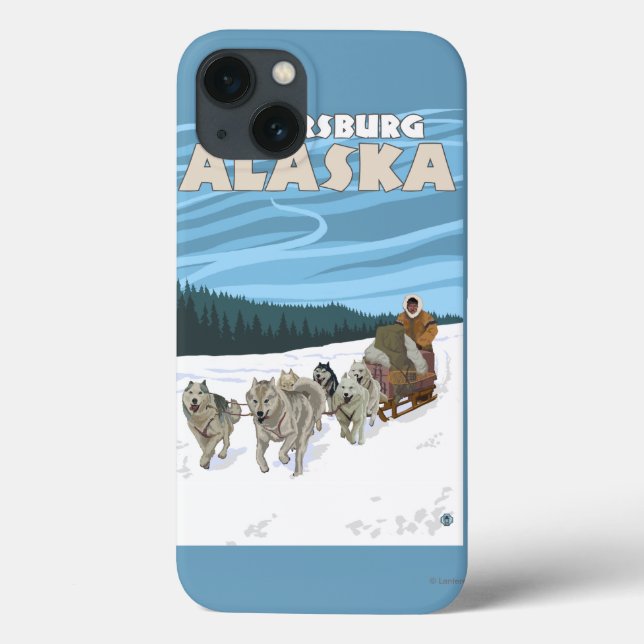 Funda De Case-Mate Para iPhone Escena Sledding del perro - Petersburgo, Alaska (Reverso)