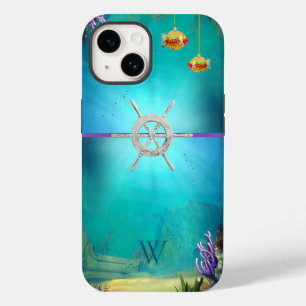 Funda Para iPhone 14 De Case-Mate Escena submarina multicolor monogramada con peces