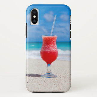 Funda Para iPhone X Escena tropical de la playa con la bebida mezclada