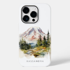 Funda Para iPhone 14 Pro De Case-Mate Escenario de acuarela de Mount Rainier