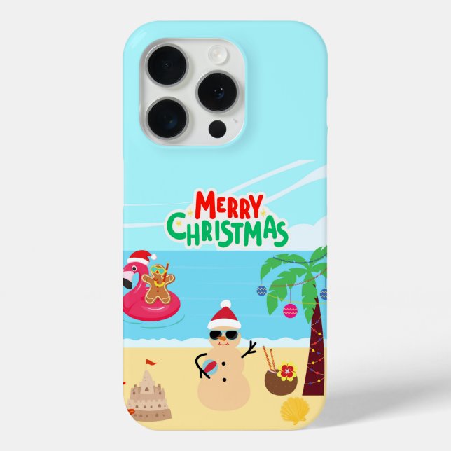 Funda De Case-Mate Para iPhone Escenario de Navidades de playa (Reverso )