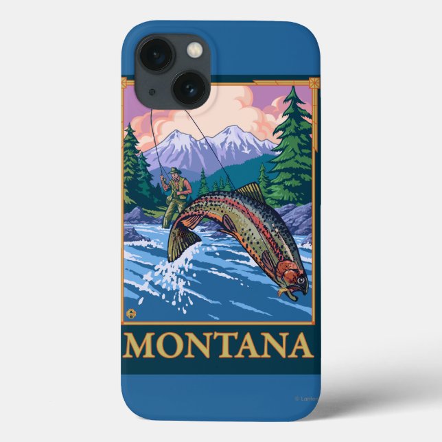 Funda De Case-Mate Para iPhone Escenario de pesca de mosca - Montana (Reverso)