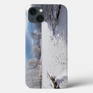 Funda Para iPhone 13 escenografía de invierno a lo largo del estanque y