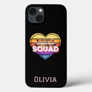 Funda Para iPhone 13 Escuadrón de ardilla de girasol con corazón retro