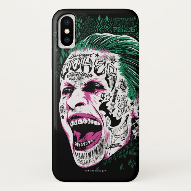 Funda De Case-Mate Para iPhone Escuadrón suicida | Esbozo de cabeza de bromista d (Reverso)