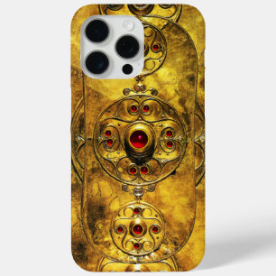 FUNDA PARA iPhone 15 PRO MAX ESCUDO ANTIGUO DE GUERRA CÉLTICA CON PIEDRAS DE GE