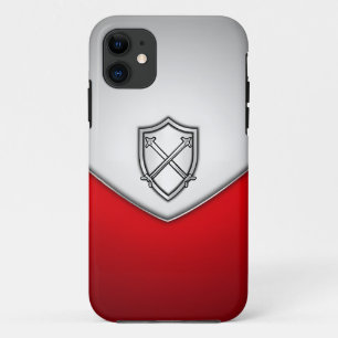 Funda Para iPhone 11 Escudo con espadas cruzadas Plata y Rojo